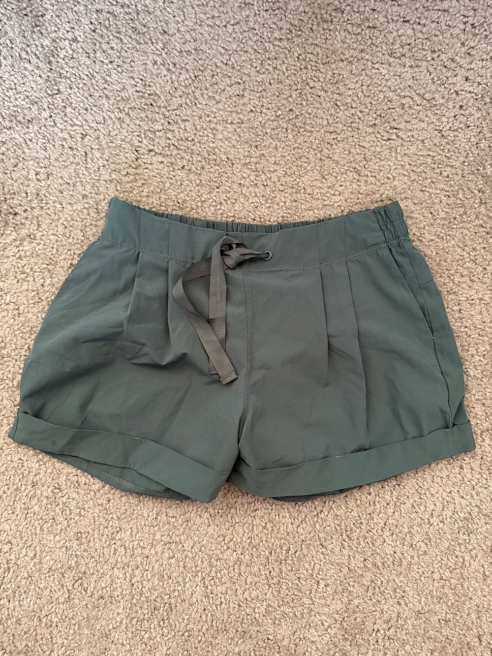 High-Waist Olive Green Drawstring Women’s Shorts